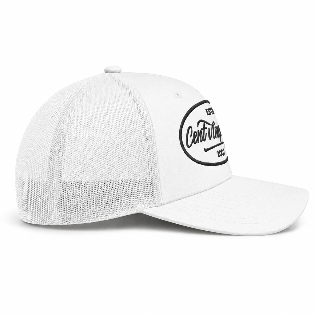 Casquette Trucker Signature VD Blanche — Brodée dans notre atelier à Béziers | Cent Vingt Trois