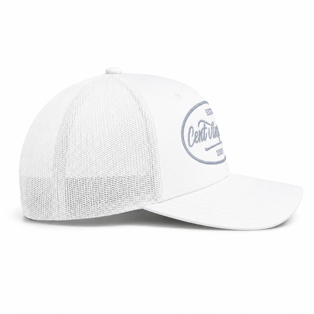 Casquette Trucker Signature VD Blanche — Brodée dans notre atelier à Béziers | Cent Vingt Trois