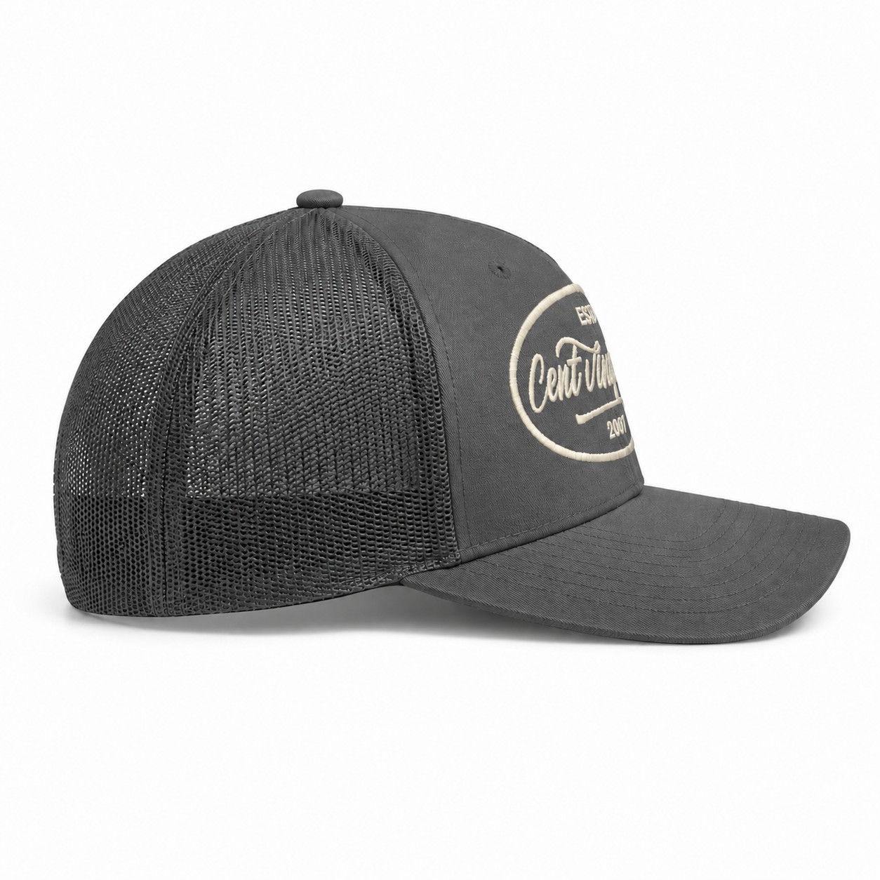 Casquette Trucker Signature VD Iron Grey — Brodée dans notre atelier à Béziers | Cent Vingt Trois