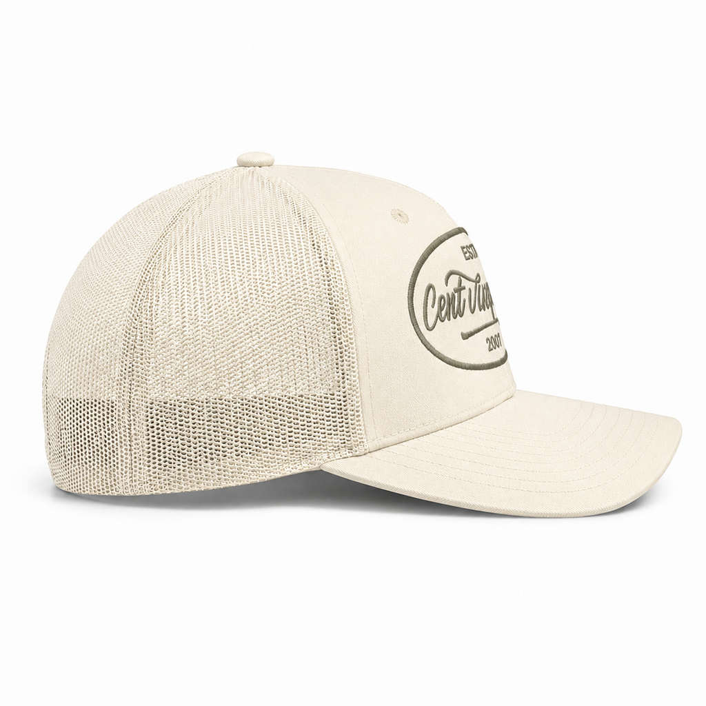 Casquette Trucker Signature VD Ivoire — Brodée dans notre atelier à Béziers | Cent Vingt Trois