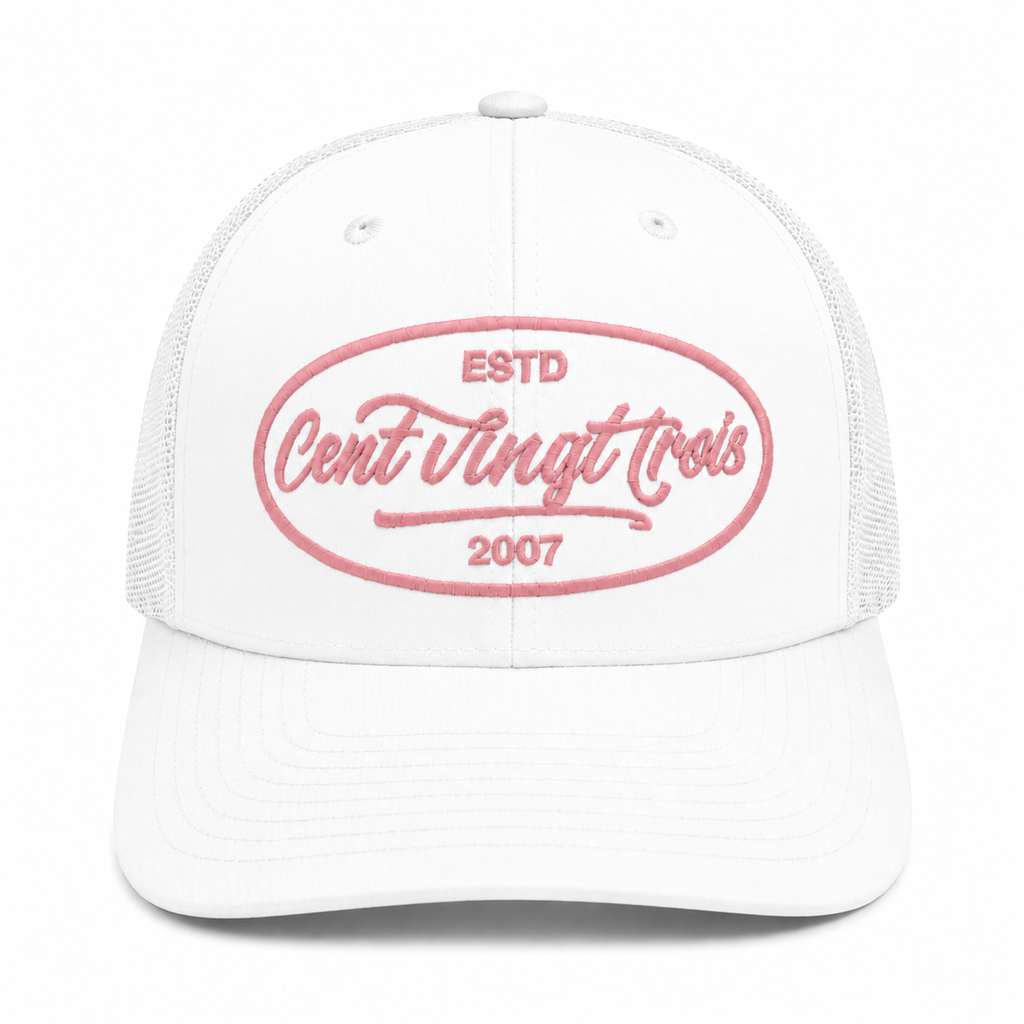 Casquette Trucker Signature VD Blanche — Brodée dans notre atelier à Béziers | Cent Vingt Trois