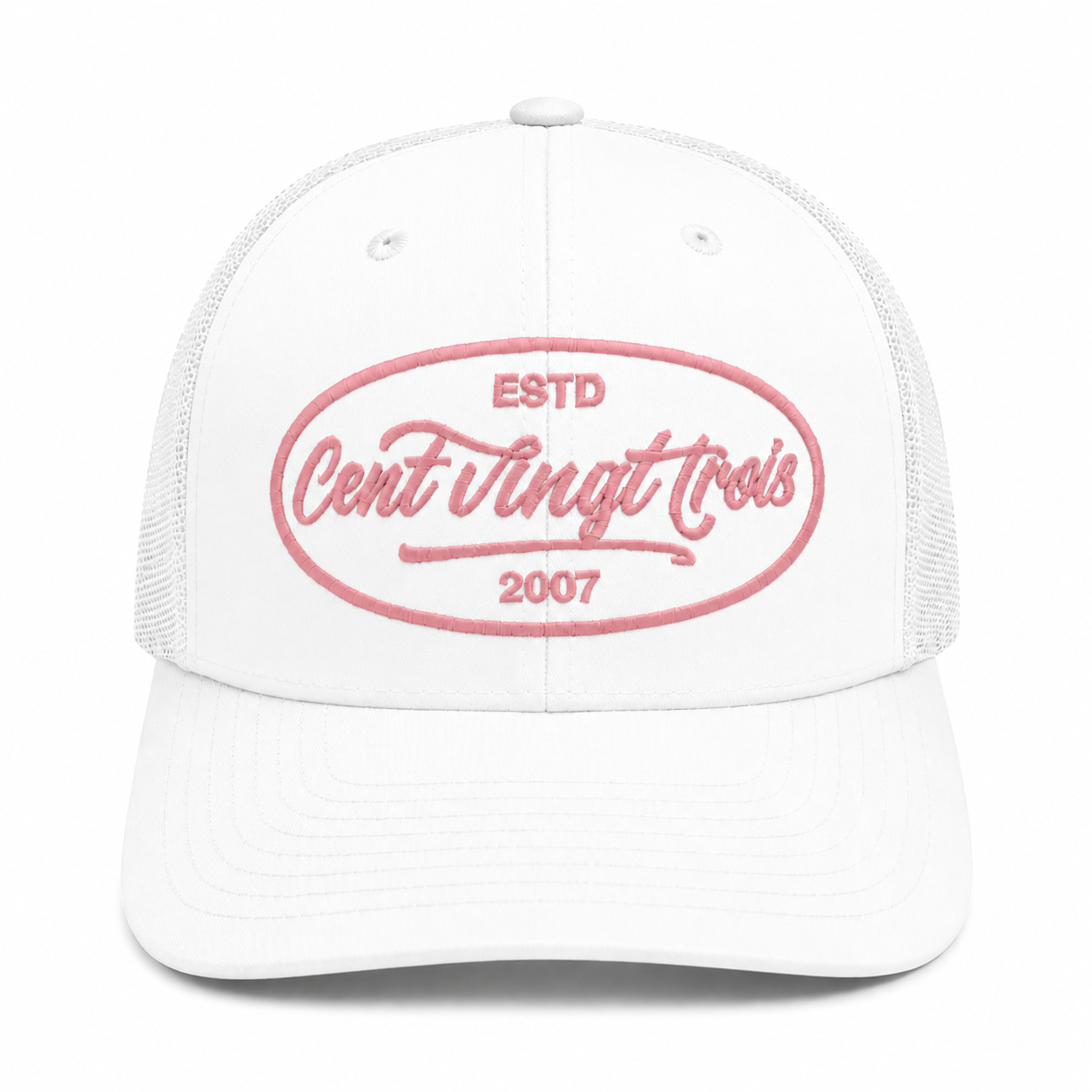 Casquette Trucker Signature VD Blanche — Brodée dans notre atelier à Béziers | Cent Vingt Trois