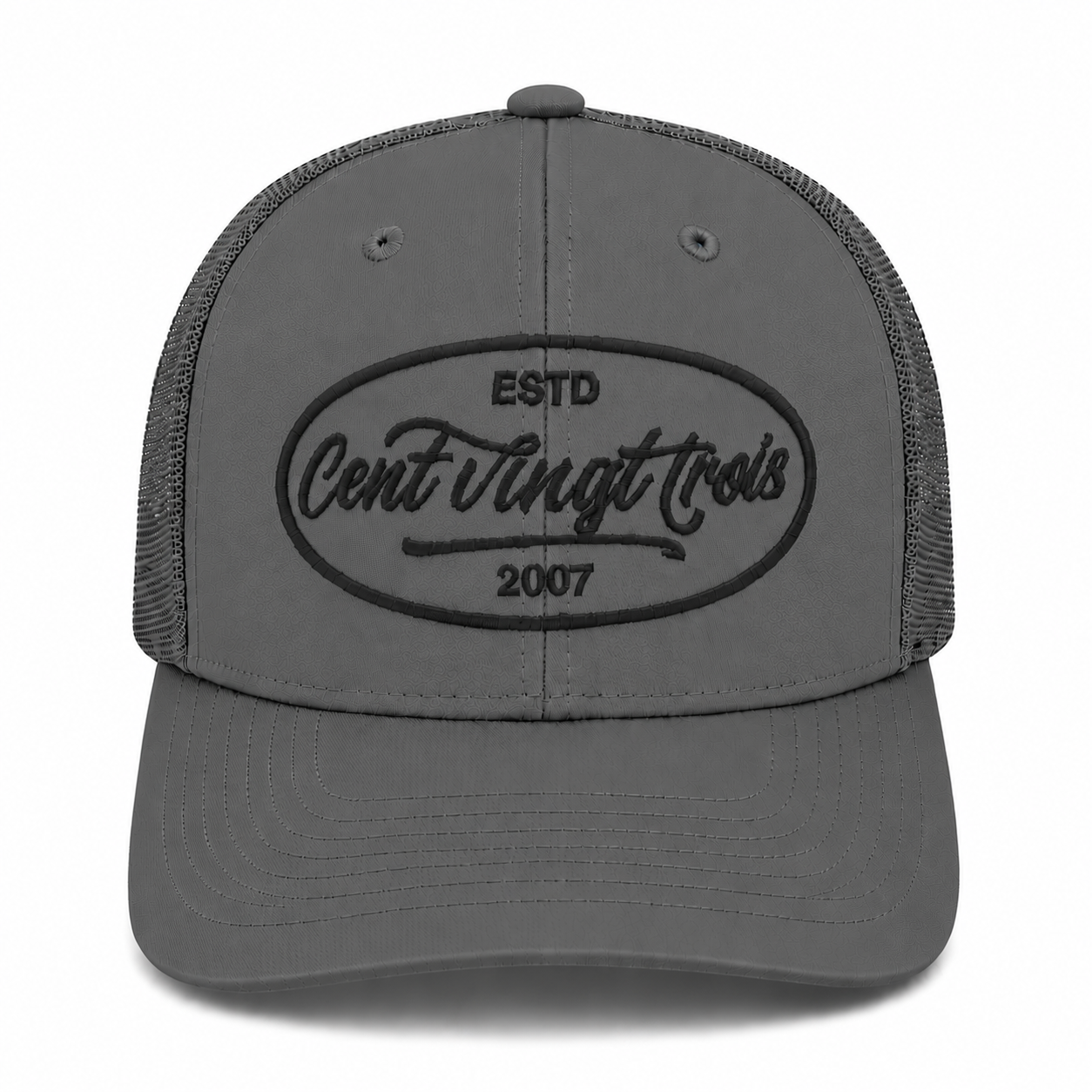 Casquette Trucker Signature VD Iron Grey — Brodée dans notre atelier à Béziers | Cent Vingt Trois