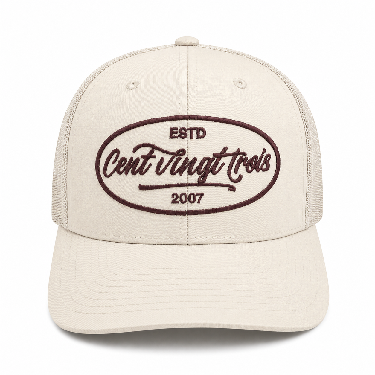 Casquette Trucker Signature VD Ivoire — Brodée dans notre atelier à Béziers | Cent Vingt Trois