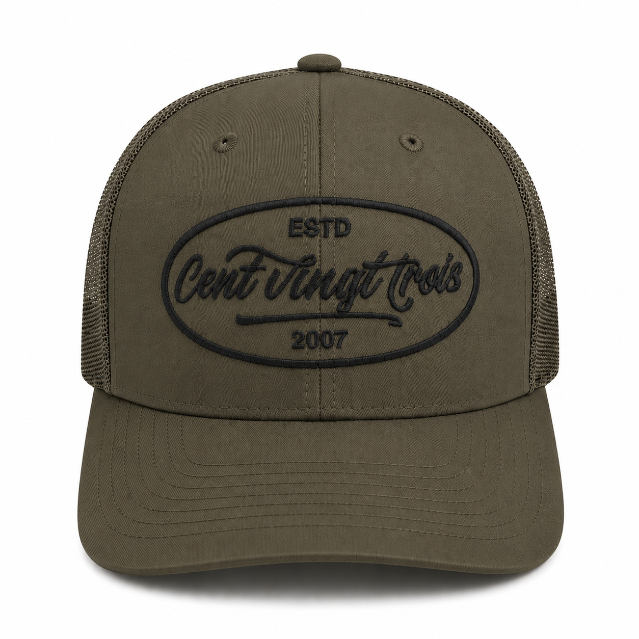 Casquette Trucker Signature VD Kaki — Brodée dans notre atelier à Béziers | Cent Vingt Trois