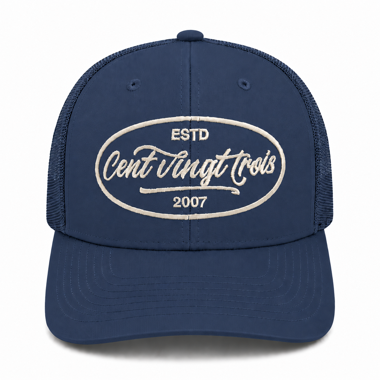 Casquette Trucker Signature VD Marine — Brodée dans notre atelier à Béziers | Cent Vingt Trois