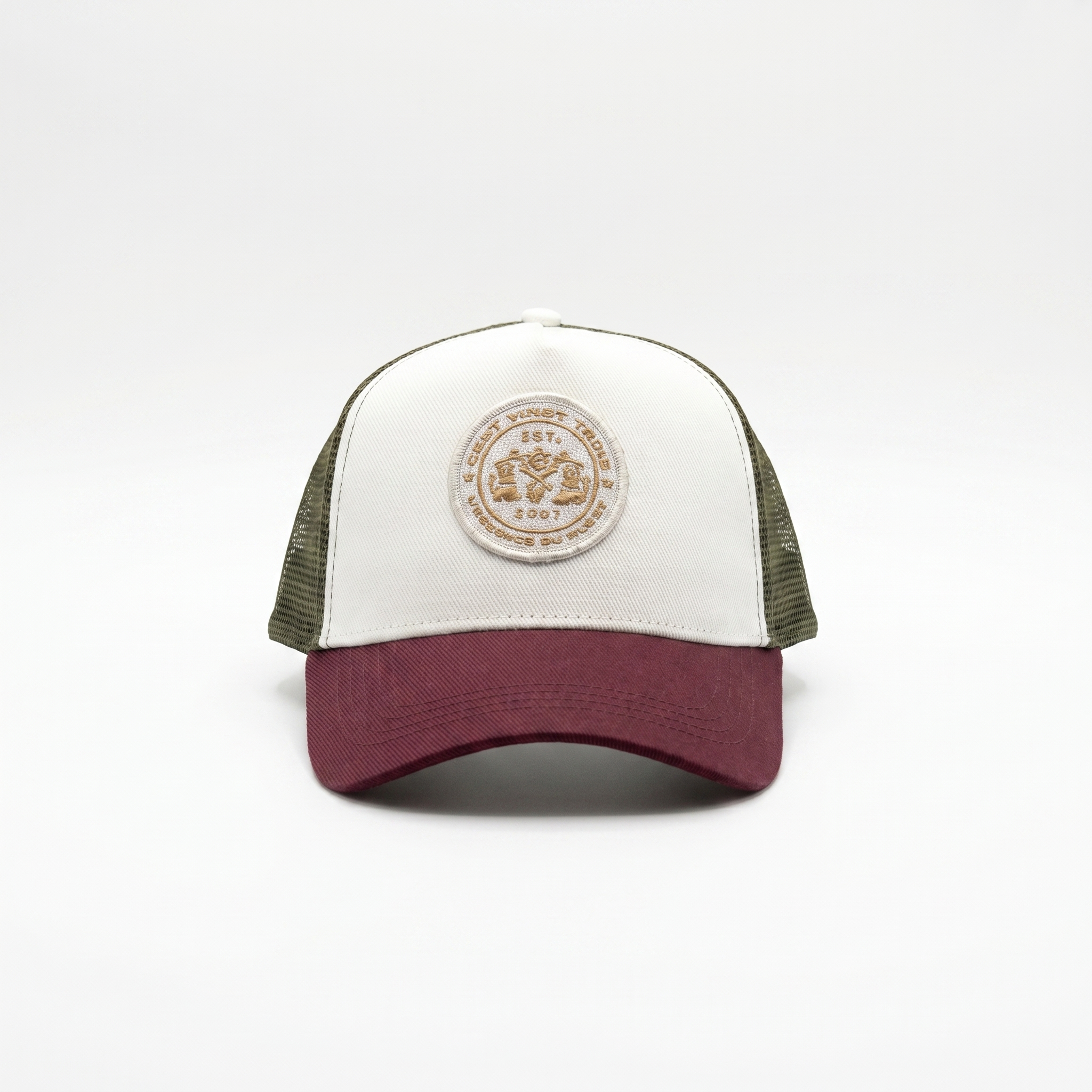 Casquette Trucker Légendaire Bordeaux & Kaki — Rugby streetwear | Cent Vingt Trois
