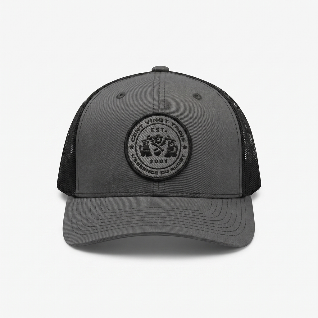 Casquette Trucker Légendaire Gris sur Gris — Le monochrome rugby | Cent Vingt Trois