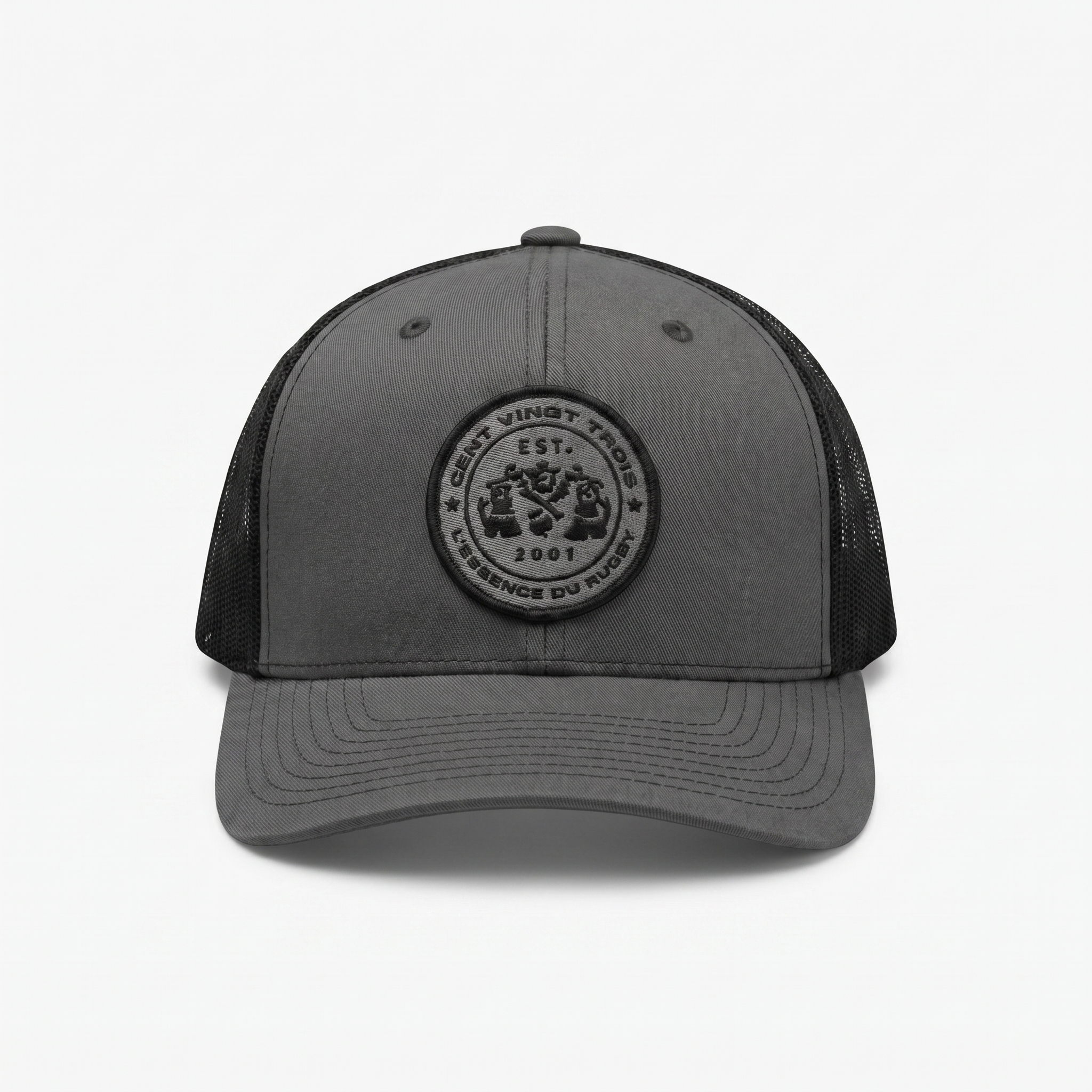 Casquette Trucker Légendaire Gris sur Gris — Le monochrome rugby | Cent Vingt Trois
