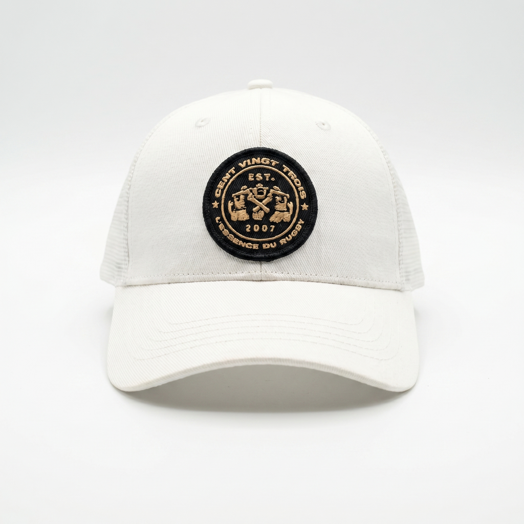 Casquette Trucker Légendaire Ivoire & Noir — Le contraste rugby streetwear | Cent Vingt Trois