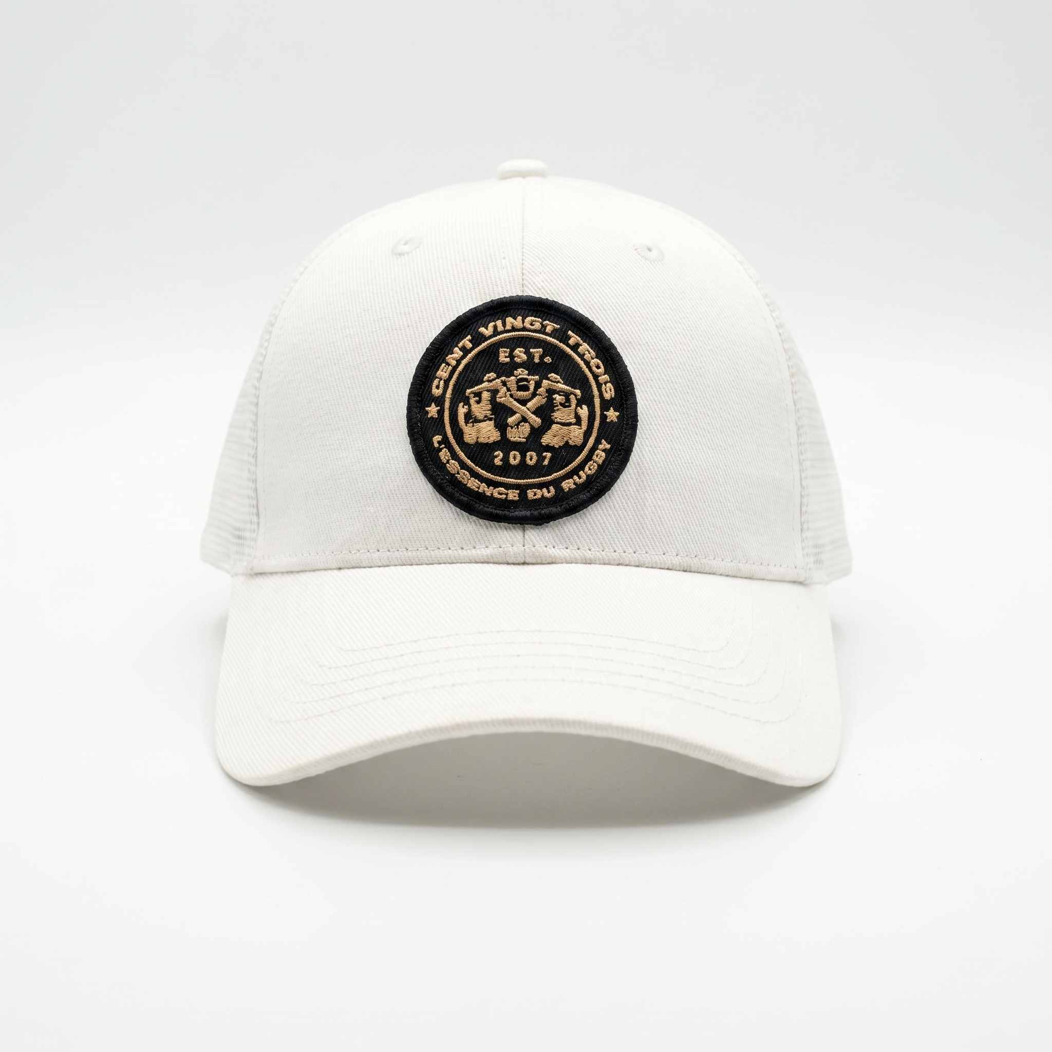 Casquette Trucker Légendaire Ivoire & Noir — Le contraste rugby streetwear | Cent Vingt Trois