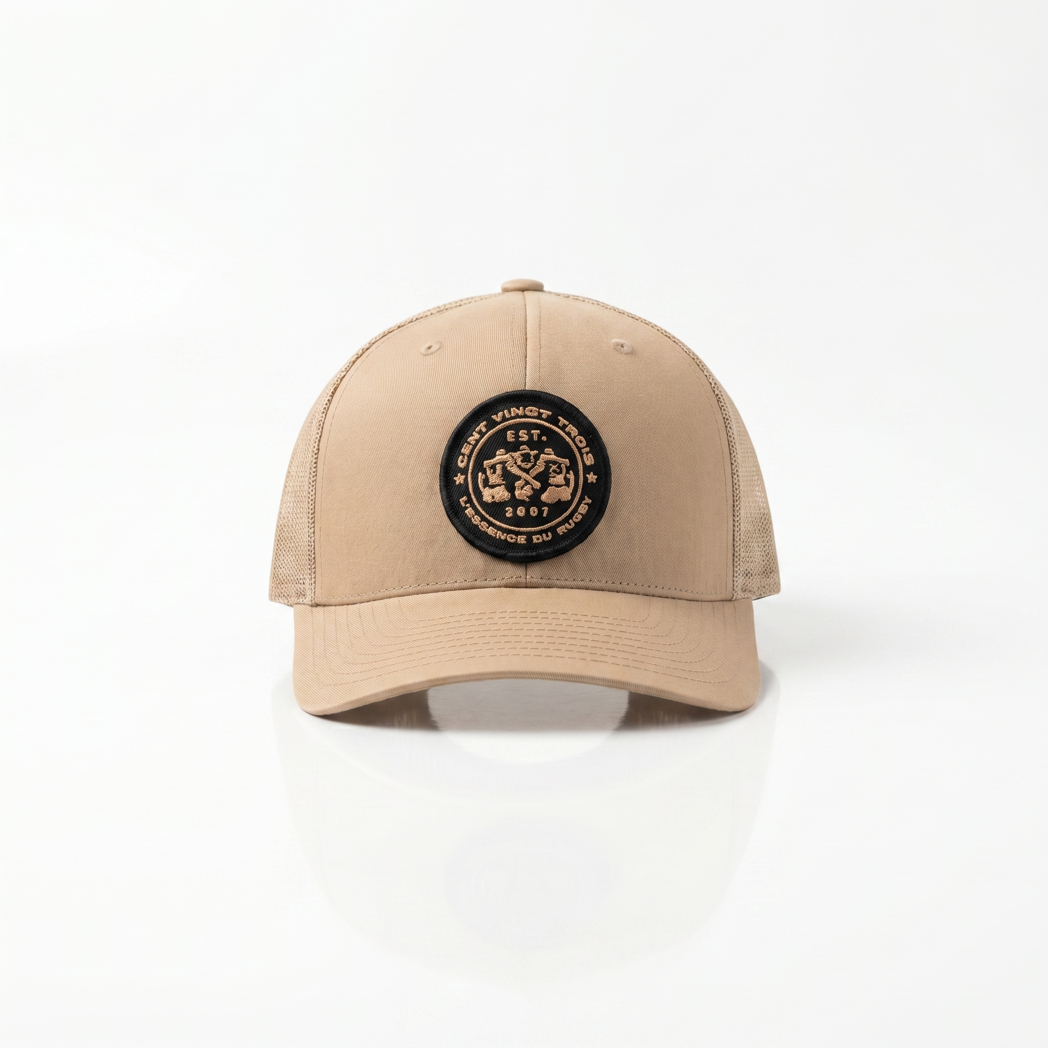 Casquette Trucker Légendaire Sable & Noir — Douceur et caractère | Cent Vingt Trois