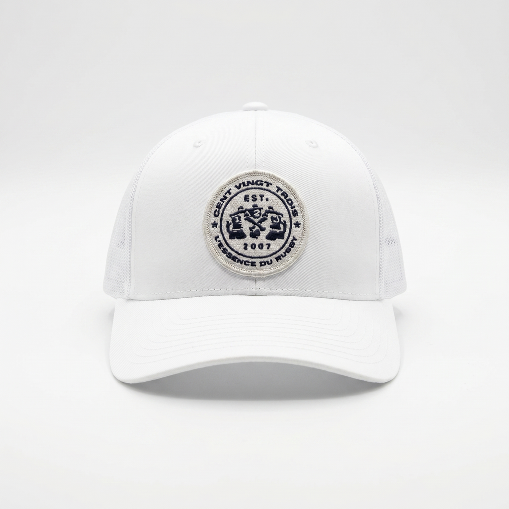 Casquette Trucker Légendaire Blanc & Marine — L'accessoire rugby streetwear | Cent Vingt Trois