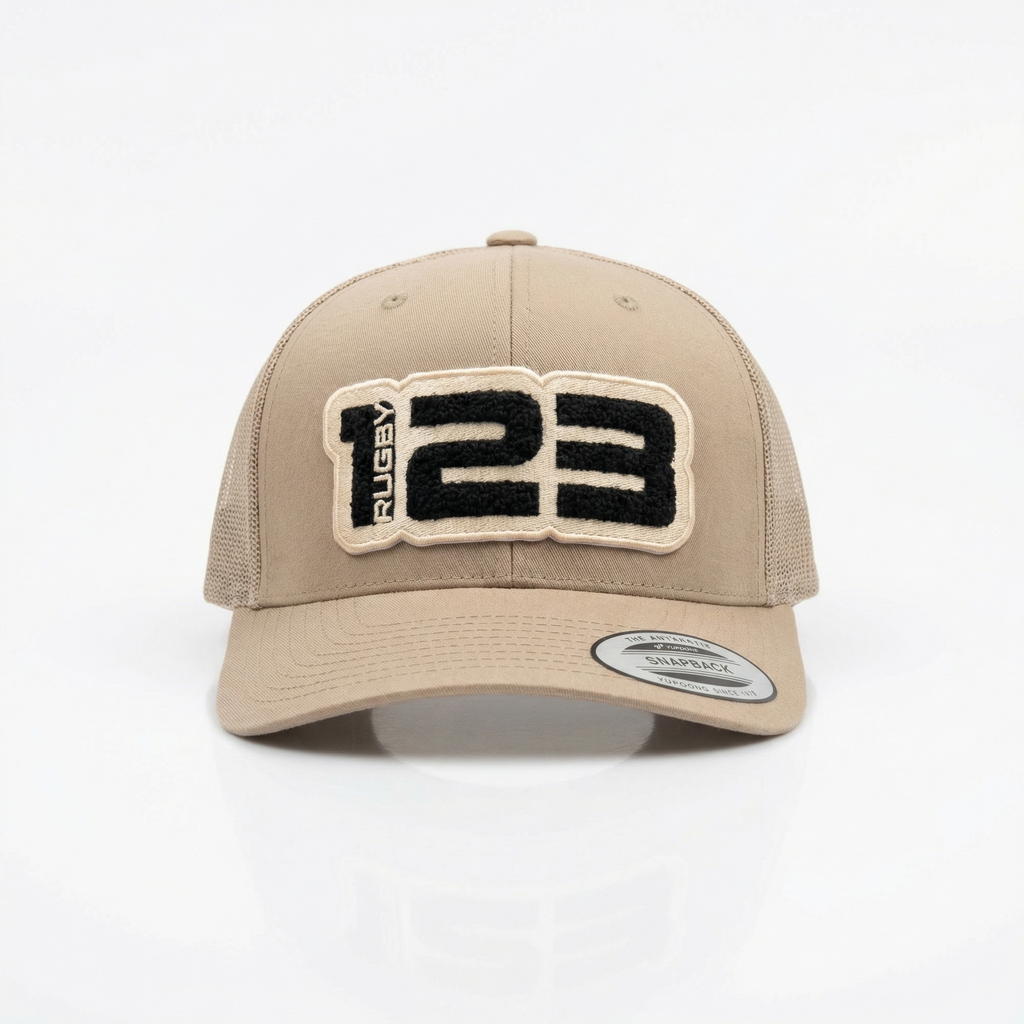 Casquette Trucker Filet Rugby Club Sable — L'été rugby streetwear | Cent Vingt Trois