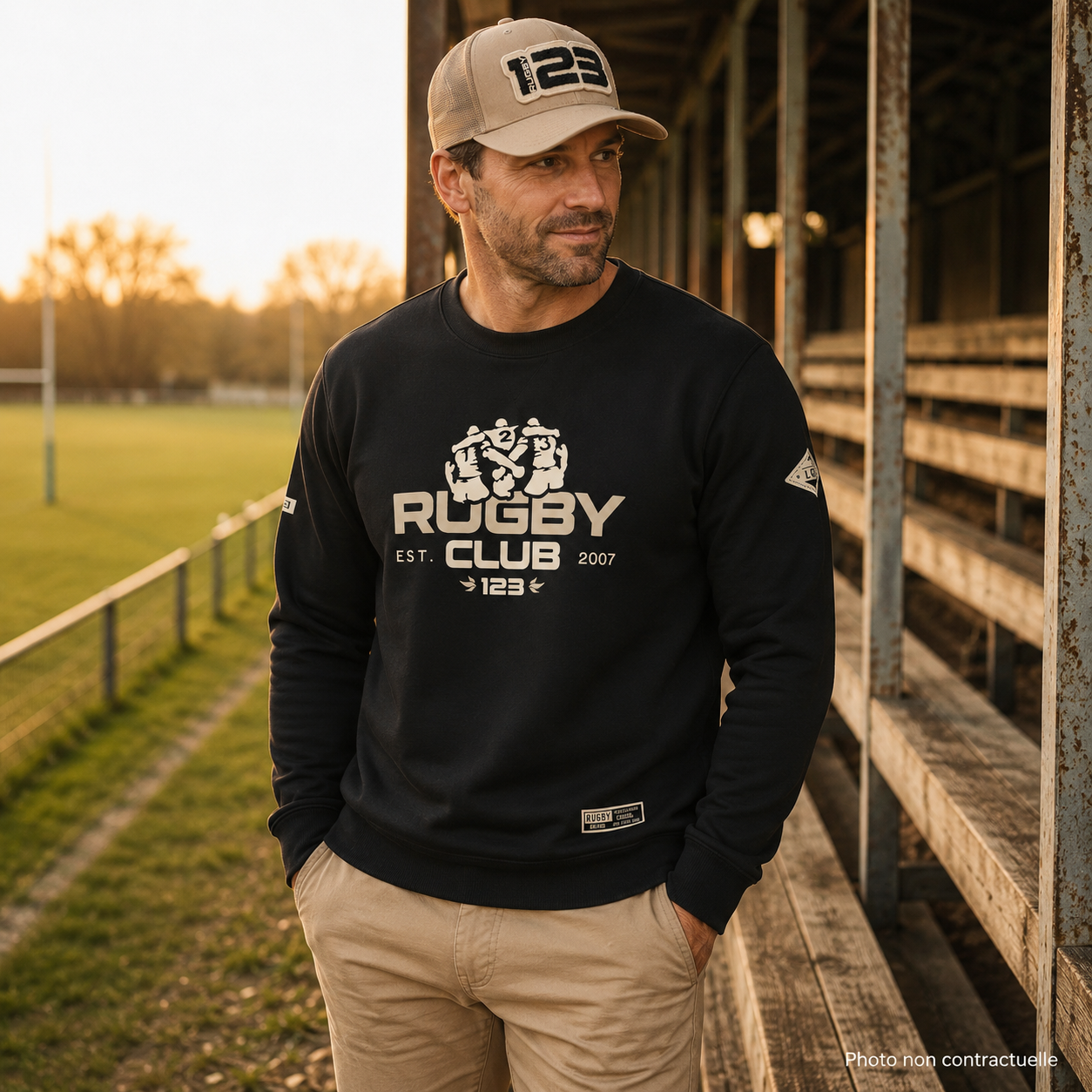 Casquette Trucker Filet Rugby Club Sable — L'été rugby streetwear | Cent Vingt Trois