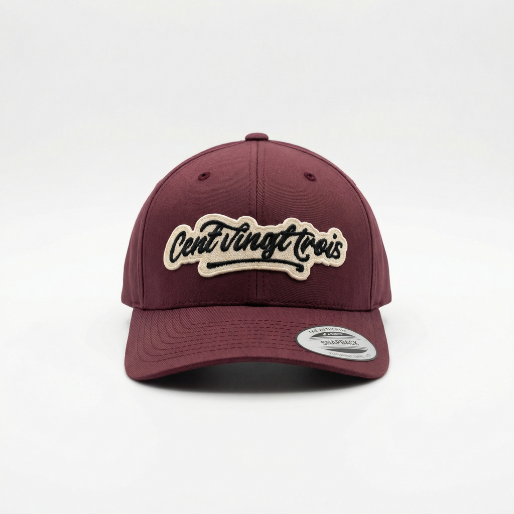 Casquette Snapback Signature Bordeaux — La couleur du sud dans le rugby streetwear | Cent Vingt Trois