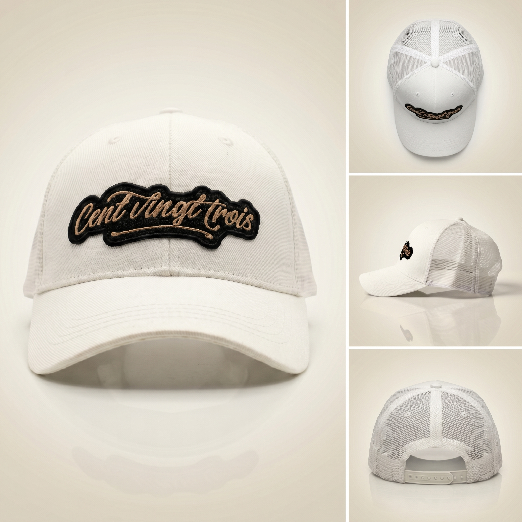 Casquette Retro Trucker - Signature - Snapback réglable - Ivoire & Noir
