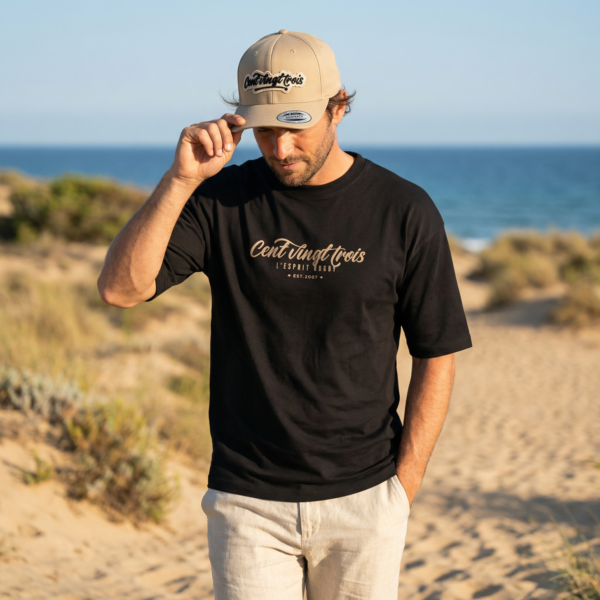 Casquette Snapback Signature Sable — La douceur du rugby streetwear | Cent Vingt Trois